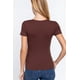 thumbnail image 4 of Saronite Camiseta Básica de Algodón Acanalado, de Manga Corta y Cuello en V, Color Sepia (para Mujer), 4 of 4