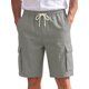 thumbnail image 1 of INSPIRE CHIC Pantalones Cortos de Lino para Hombre de Verano con Cintura de Cordón, Ajuste Relajado, Bolsillos de Carga, Playa, Talla S, Gris Oscuro, 1 of 5