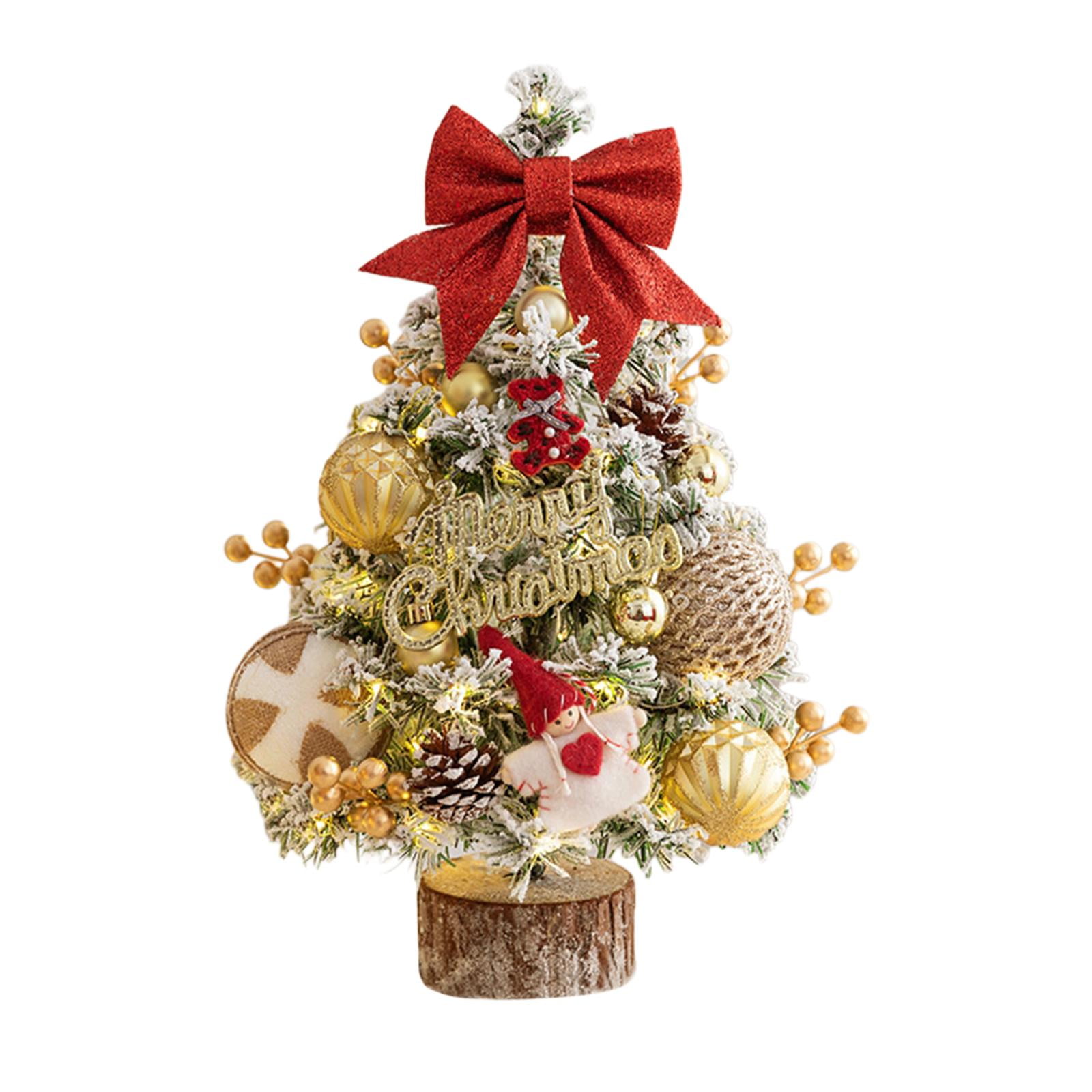 Magideal - Árbol De Navidad Artificial De 45 Cm Con Luces Led Para Fiestas, Ideal Para Estanterías, Decoración De Escritorio Y Hogar. Oro
