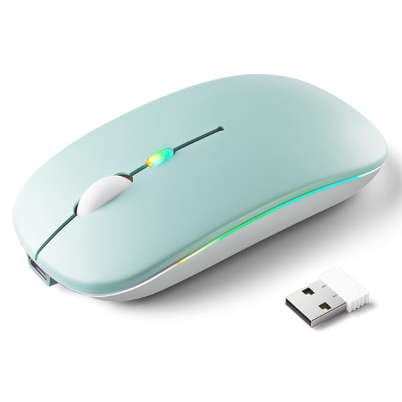 Mouse inalámbrico Bluetooth recargable KANMABPC, silencioso, verde