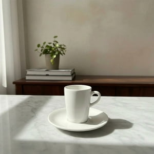 Bric - Taza Y Plato X6 Para Cafe De Porcelana Color Blanco