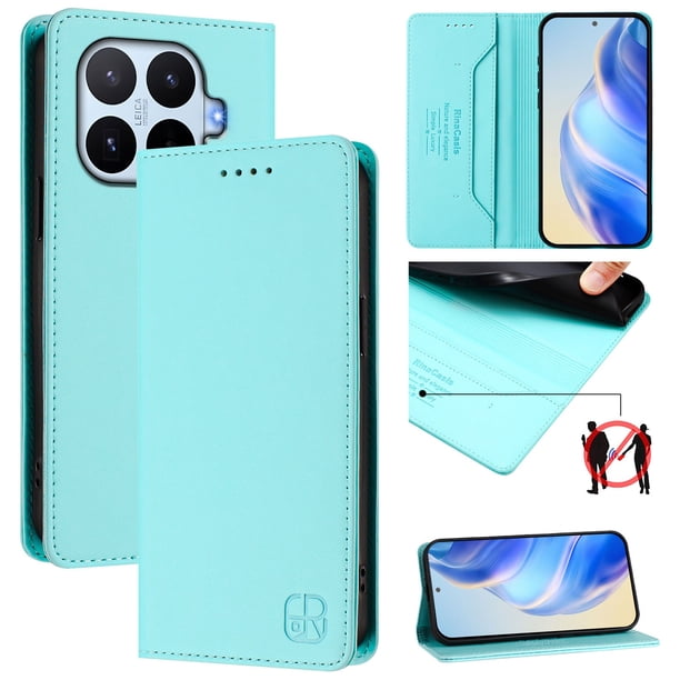 Funda Billetera con Soporte para Xiaomi 17T Bloqueo RFID Plegable Verde menta