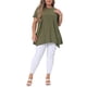 thumbnail image 2 of Agnes Orinda Mujeres Tallas Grandes Escuela Universidad Túnica Tops Verano Cuello Redondo Flowy Swing Suelto Manga Corta Camiseta de Punto Tops Blusa Casual 4X Verde Militar, 2 of 6
