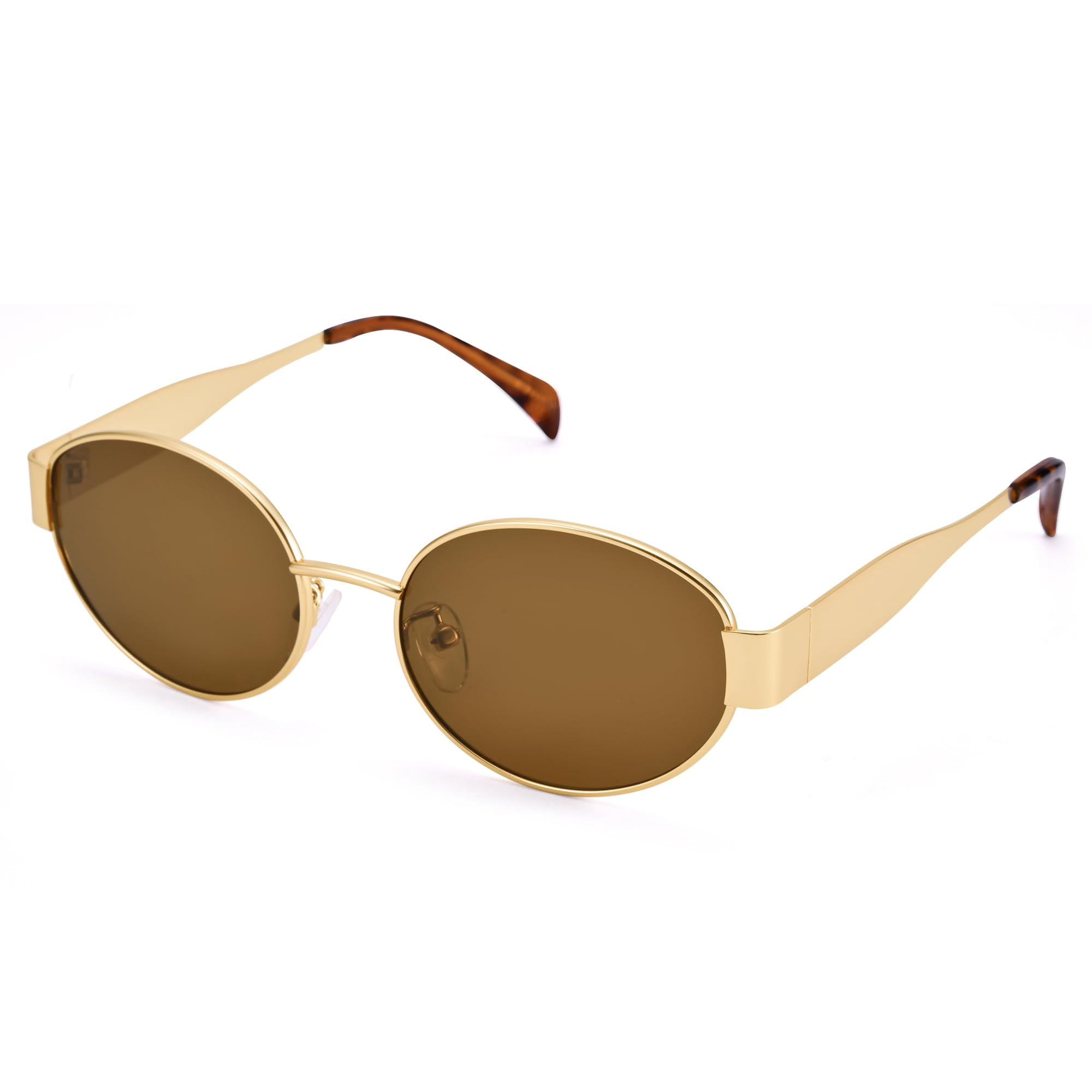 Lentes De Sol Retro Ovalados Dimensip Dorados De Metal Para Hombre Y Mujer