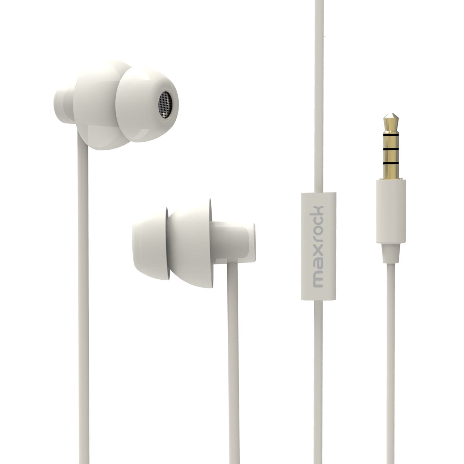 Auriculares Para Dormir Maxrock Total Soft Silicon Con Micrófono, Color Blanco