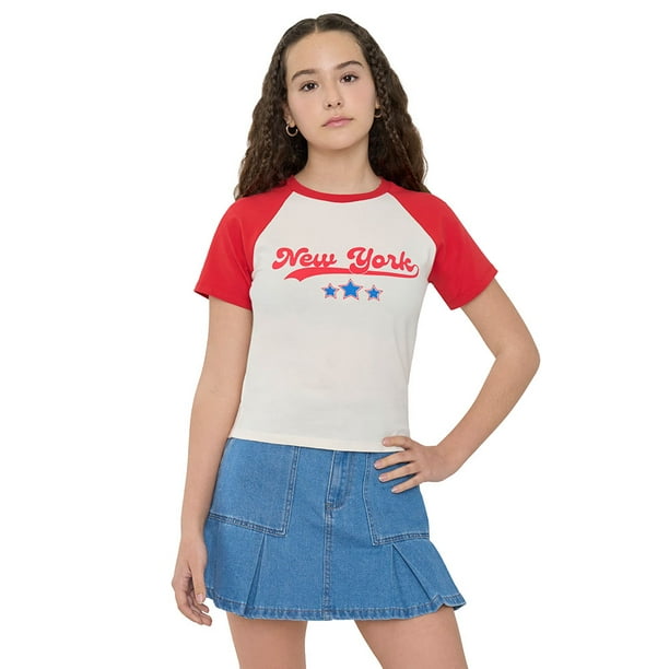 Polera Niña Teen Raglan Sporty Rojo Corona