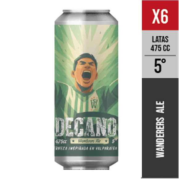 Pack x6 Decano, 5,0° (Wanderers Ale) - Cerveza artesanal Valparaiso - 475 mL