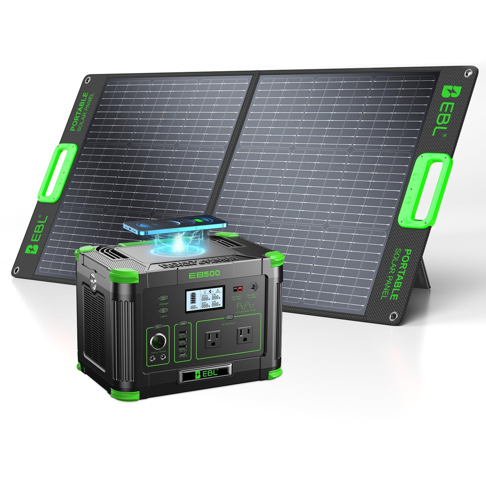 Kit De Generador Solar Ebl 519wh 500 W (pico 1000 W) Con Panel Solar De 100 W