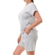 thumbnail image 3 of Conjunto De Camiseta Y Shorts Monocromáticos De Manga Corta Con Cuello Redondo De Algodón Color Gris Claro (para Mujer), 3 of 5