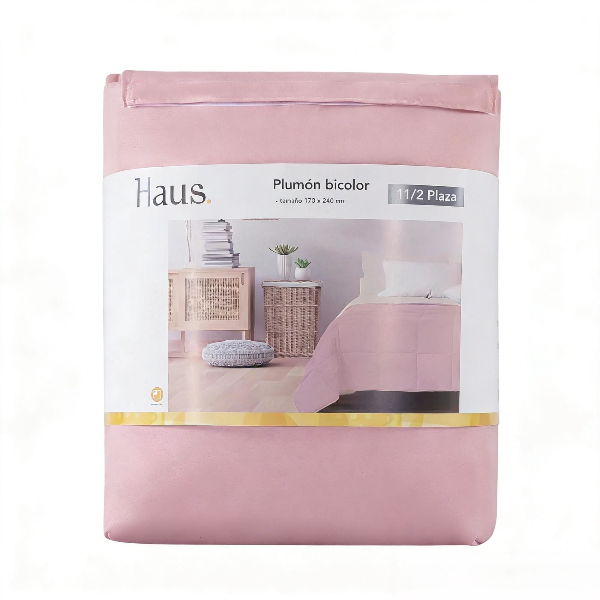Haus - Plumón 1.5 Plaza 100% Poliester Rosado