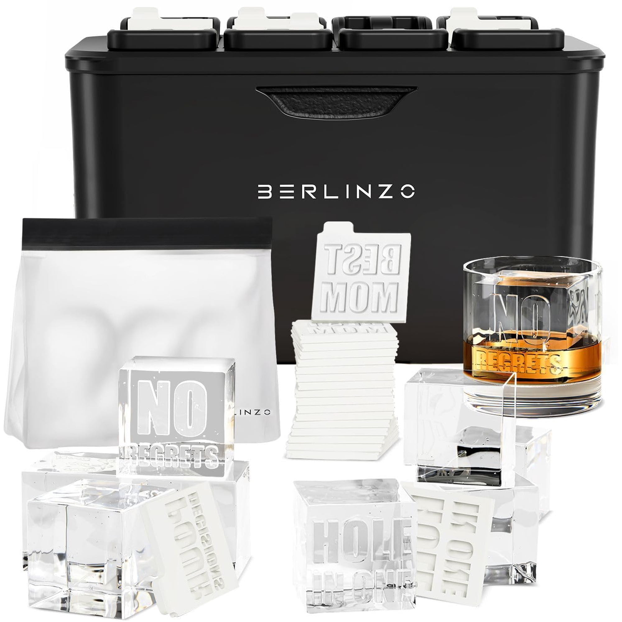 Máquina Para Hacer Cubitos De Hielo Berlinzo Premium Transparente Con 8 Cubos De 2.1 Pulgadas