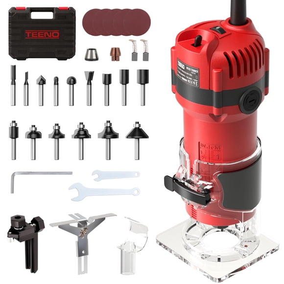 TEENO Fresadora compacta para madera de 1,25 HP, 6 velocidades, kit de 110 V