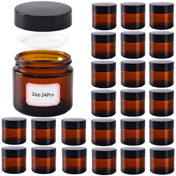 Frascos de vidrio HXARTMIS Amber de 60 ml con tapas, paquete de 24 unidades para crema