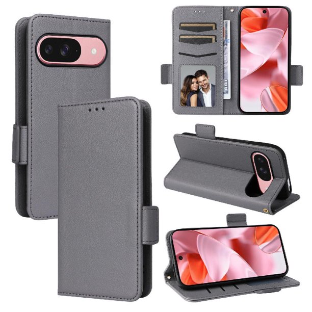 Funda Cartera para Google Pixel 10 Pro Tapa Flip con Ranuras y Soporte Gris