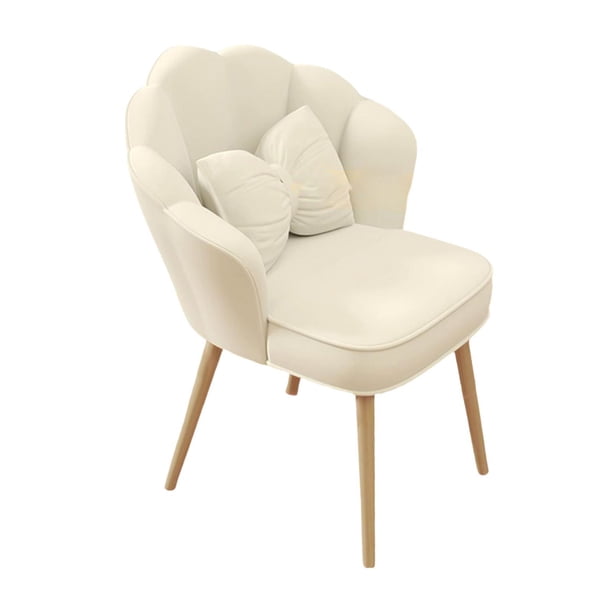 Cómoda Silla De Escritorio De Terciopelo Para Apartamento, Oficina, Sala De Lectura, Color Blanco Roto