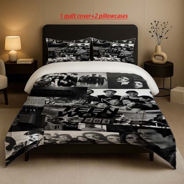 Teen Wolf Photo Collage Print Bedding Set Soft and Comfortable Bedding Set Suitable for All Seasons Ideal for Family Bedrooms and Guest Rooms