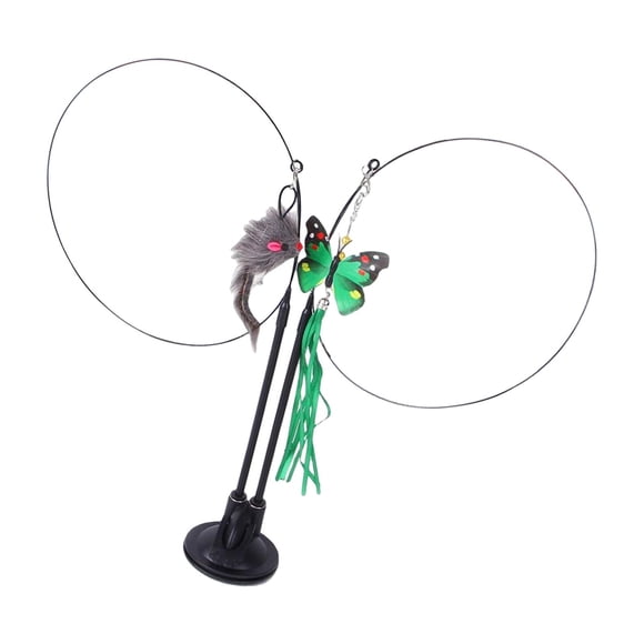 Juguete De Varita De Plumas Para Gatos Con Ventosa Para Gatos De Interior, Ejercicio De Entrenamiento Para Rascar Ratones Mariposa Verde