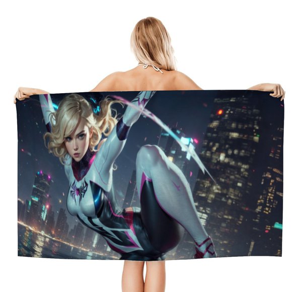 Gwen Spider-Woman Toalla de playa de secado rápido con diseño temático, regalo para mujeres y niñas, ideal para cumpleaños, fans, amantes de la música, uso en la playa o al aire libre, 78 × 160 cm
