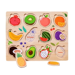 Magideal - Rompecabezas De Madera Para Niños Pequeños, Rompecabezas De Madera Para Niños Pequeños, Rompecabezas De Tablero Digital Con Habilidades Motoras Finas , Tablero De Frutas