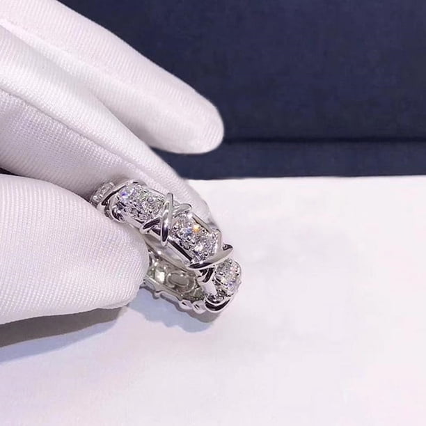Shiny Zircon Lymph Nodes Ring for Women - Relieve Anxiety and Stress with X Cross Design