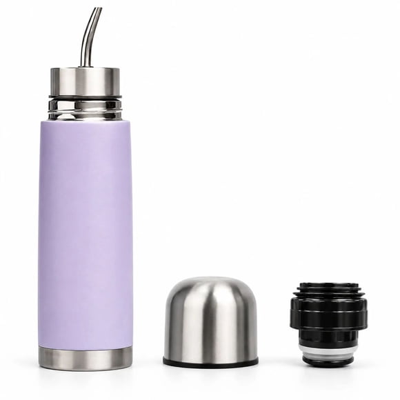 Termo Mate Acero Inoxidable Autocebante 2 en 1 Tawo 750 Ml Hermetico Antiderrame - Lila