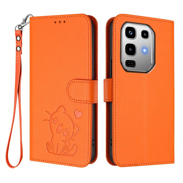 Infinix Note 50 Pro 4G Funda Billetera con Ranuras para Tarjetas, Naranja
