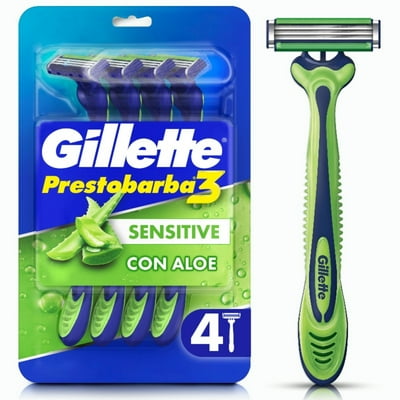 Máquina De Afeitar Desechable Prestobarba3 Sensitive Para Piel Sensible 4 Un Gillette