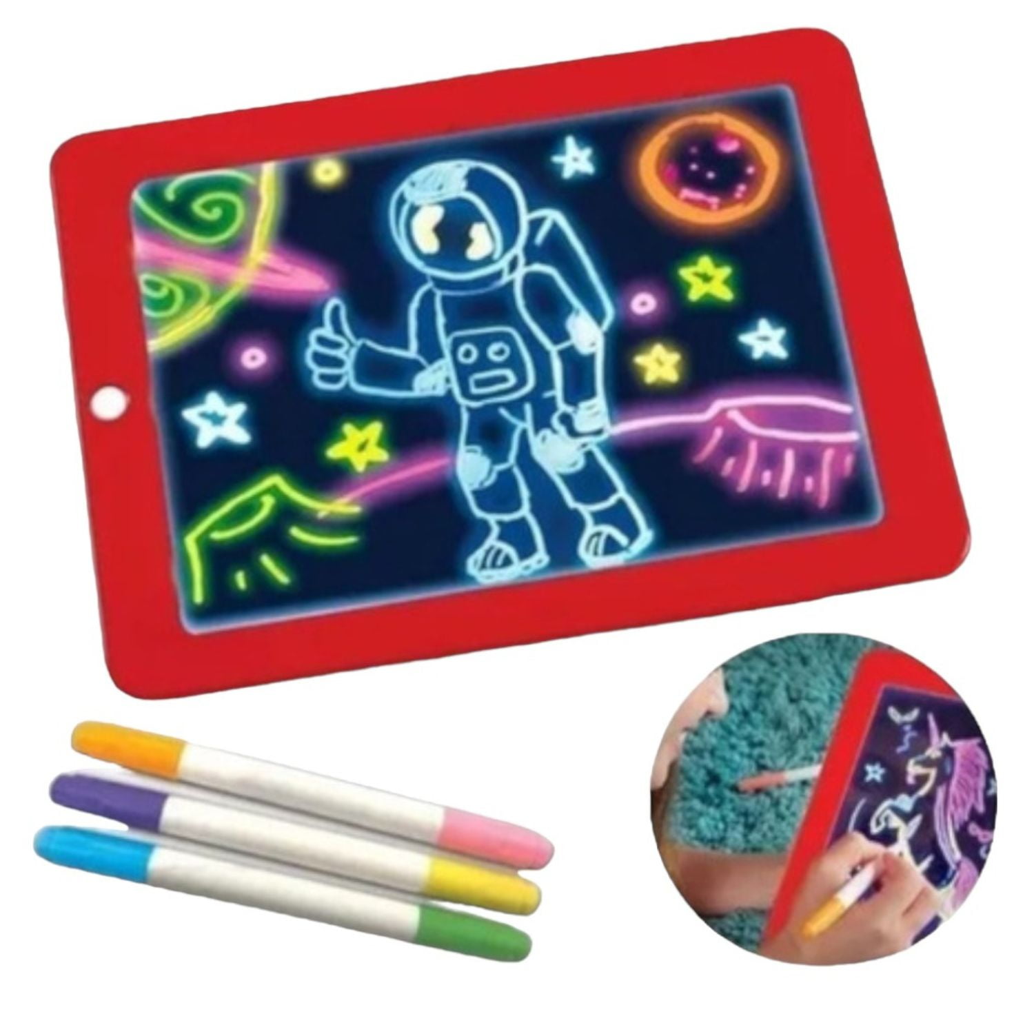 Genérico - Pizarra Dibujo Mágico Led Plumones Colores Ai15