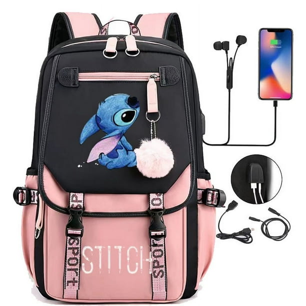 Disney Lilo Stitch Boys Girls Schoolbags Teenager USB Charging Laptop Backpack Women Men Rucksack Travel Bag Mochila