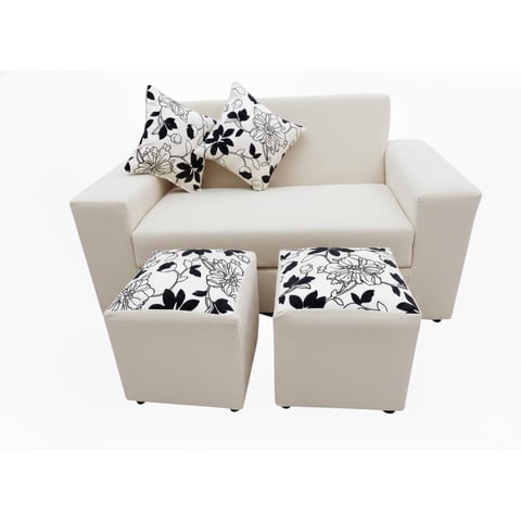 Vitelio - Sofa Roma 2 Cuerpos Color Crudo + 2 Puff