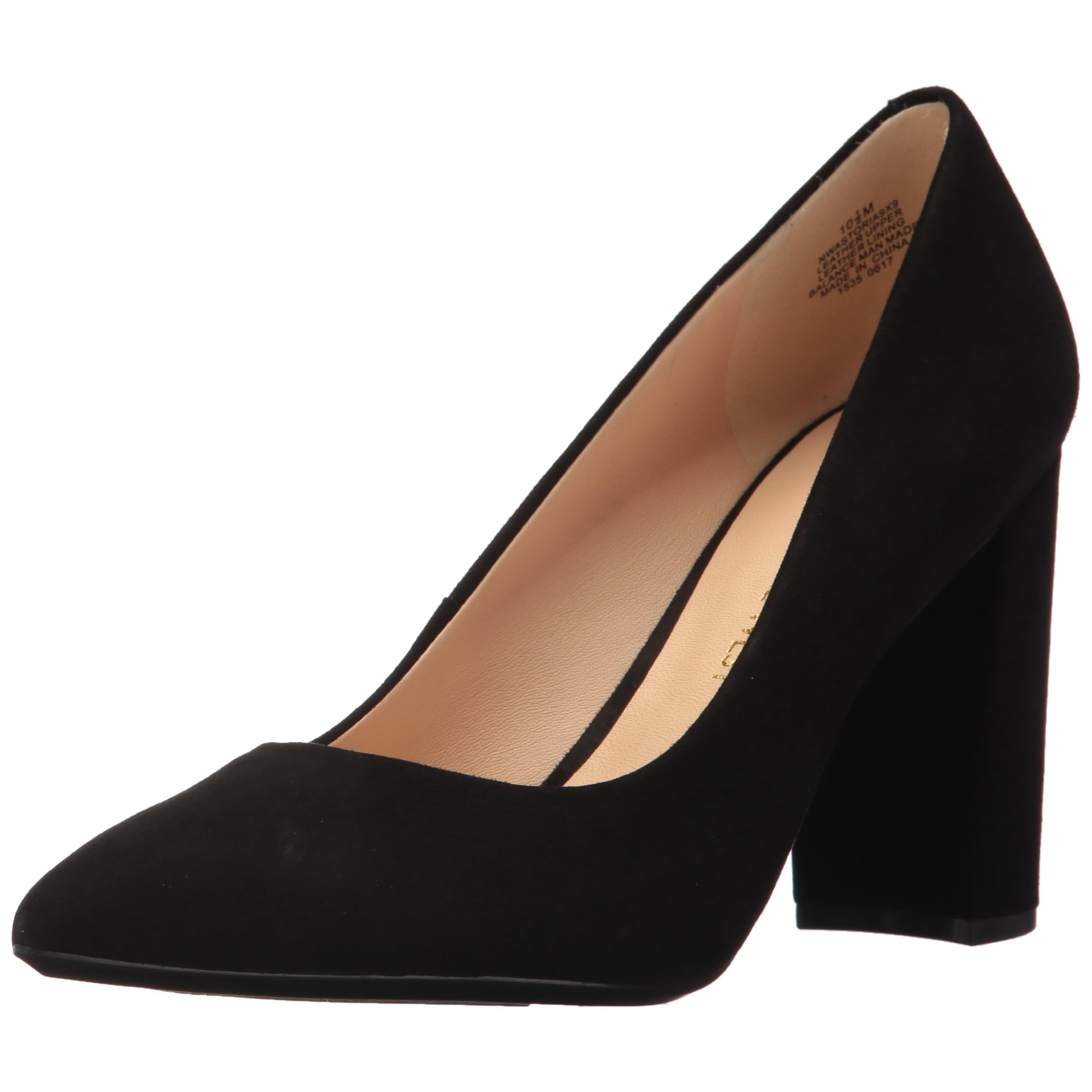 Pump Nine West Astoria 9x9 De Gamuza Negra Para Mujer, Talla 5.5