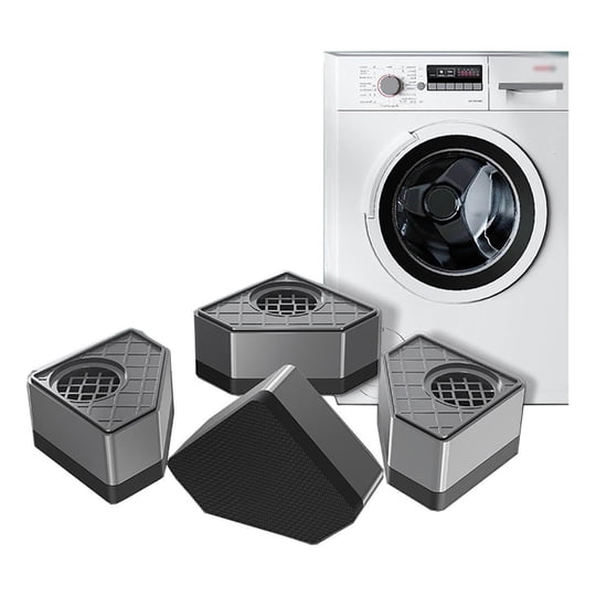 Genérica - Bases Niveladores Patas Lavadora Refrigerador Anti Vibración Negro/gris