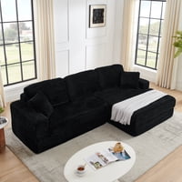 M&Ms - Right Sofa Seat,L Shape Modular Sectional Sofa, Compressed Sectional Sofa Modern Minimalist Style Corduroy Couch,Unfold Into A Bed, Bedroom, Comfy Compressed Sofa Couch Space-Efficient Design-Black