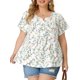 thumbnail image 5 of Agnes Orinda Blusas Casuales de Manga Corta con Tapeta Floral para Mujer de Talla Grande Peplum 6X Blanco, 5 of 8