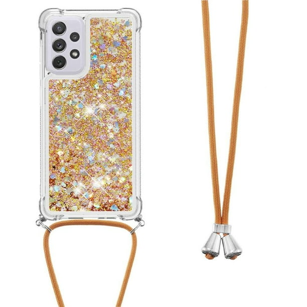 Funda FOXDOCK para Samsung Galaxy A73 5G con Cuerda Ajustable, Brillo Líquido, Protección Antigolpes y Lente – Ideal para Regalo