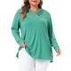 thumbnail image 1 of Agnes Orinda Tallas Grandes Ropa de Halloween Blusas para Mujeres Camisetas de Manga Larga con Cuello en V Botón Otoño Jersey Camisa Suelta Blusa 1X Verde, 1 of 6