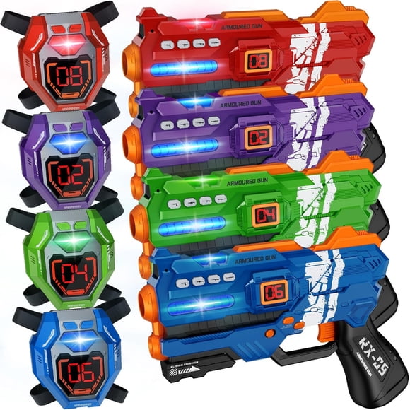 Set Laser Tag 4 Pistolas Led 130ft Alcance