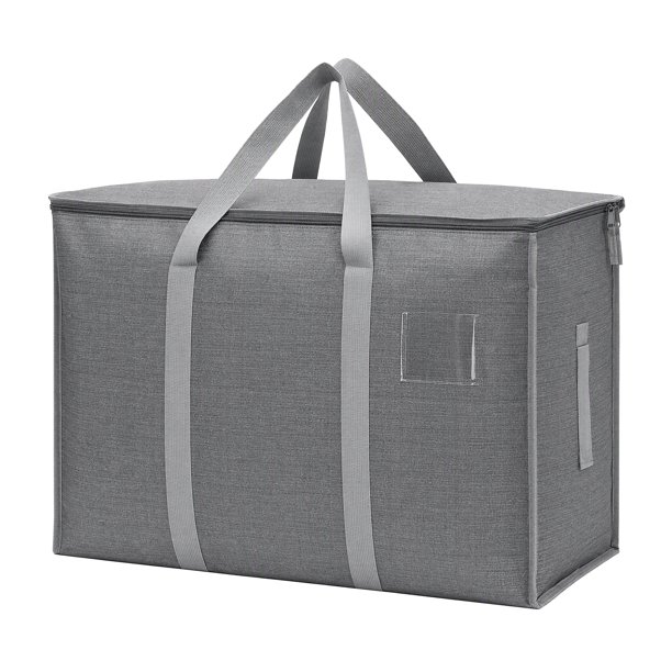 REGALWOVEN 4 Paquetes de Almacenamiento de Ropa, Bolsas de Almacenamiento Plegables, Bolsas de Mudanza para Organizar Dormitorio, Organizadores de Armario y Almacenamiento con Asas Gris 27*10.5*17.5in
