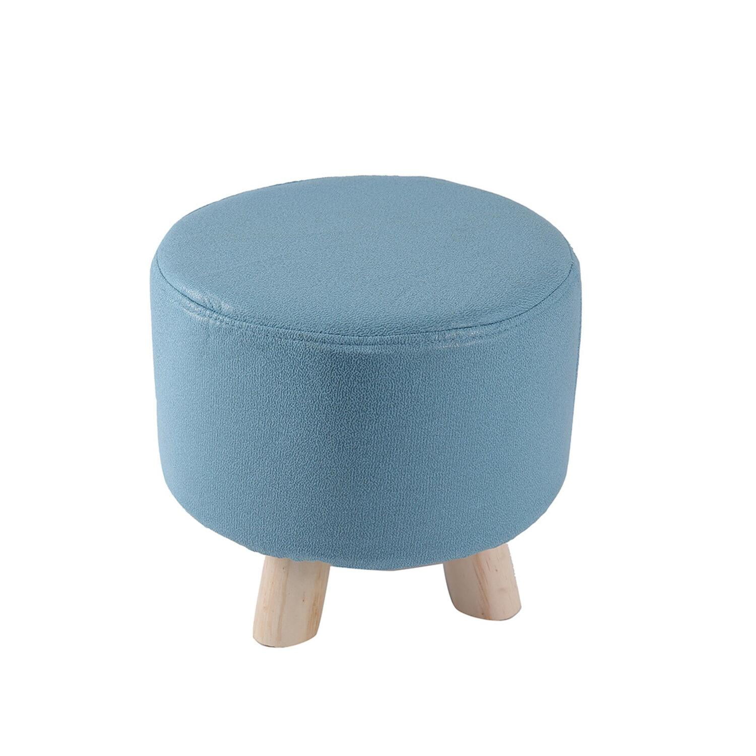 Sohogar - Mini Puff Redondo Tela Turquesa