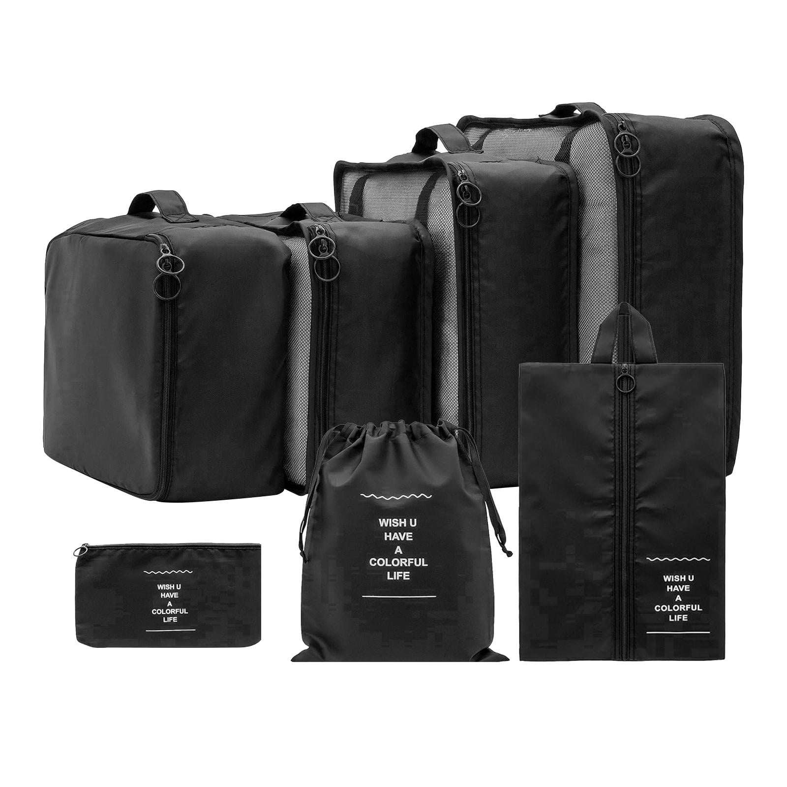 Bothyi - 7 Piezas Cubos De Embalaje Portátiles Organizadores De Viaje Para Cosméticos De Viaje Zapatos Negro