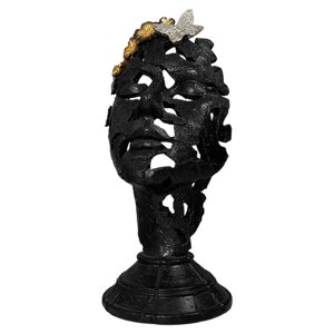 Magideal - Estatua De Cabeza Abstracta Decoración Abstractor De La Cara Decorativa Creadora Creadora Decoración De La Estatua Del Artículo De Resina Para La Sala Negro