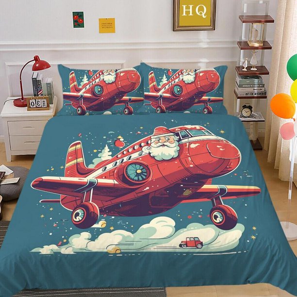 Christmas Gifts Santa Claus Quilt Duvet Cover Set Home Textiles Pillowcase3-Piece Bedding Set