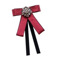 Magideal - Broche De Cinta De Corbata De Lazo, Decoración De Corbata De Bownot, Alfiler De Cuello Para Mujeres, Elegante Corbata De Diamantes De Imitación Para Rojo