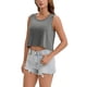 thumbnail image 4 of ATHLECHIC Camisetas Cortas Altas y Bajas para Mujeres Sin Mangas Camiseta Deportiva de Yoga Camisetas Fluidas Ajuste Suelto Camisetas Básicas S Gris, 4 of 5