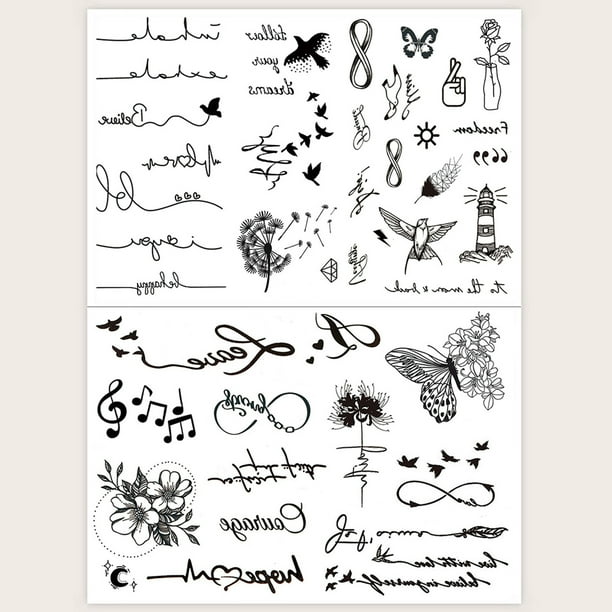 2 Pcs Fashion Small Pattern Tattoo Stickers Suitable For Small Parts Of Body Ears Fingers Wrist Tattoo Stickers
