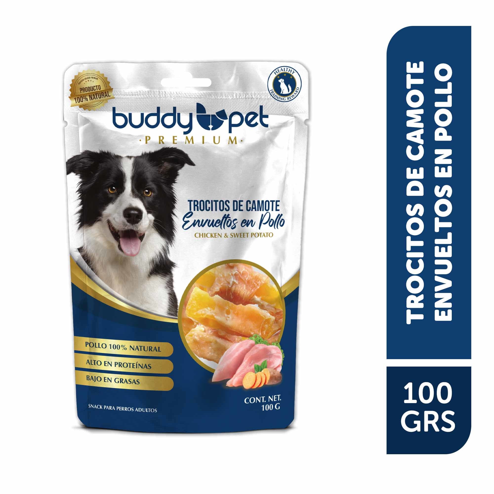 Snack Perro Adulto Trocitos Camote Envueltos En Pollo Bolsa 100 g Buddy Pet