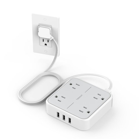 Regleta De Alimentación Con Protector Contra Sobretensiones Tessan De 1,5 M Con 4 Salidas Y 3 Usb