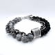 thumbnail image 3 of Pulsera Doble, Cadena Y Piedras, Cierre Ot, Regalo Hombre Negro 8 Cm 20 Cm, 3 of 7