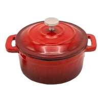 La Créole - Set De 3 Mini Cocottes 10 Cms La Creole. Ø-0,20 Roja + Stand De Madera