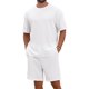 thumbnail image 1 of INSPIRE CHIC Estilo Conjunto de Camiseta de Textura Casual para Hombre con Cuello Redondo y Pantalones Cortos 2 Piezas 4XL Blanco, 1 of 6